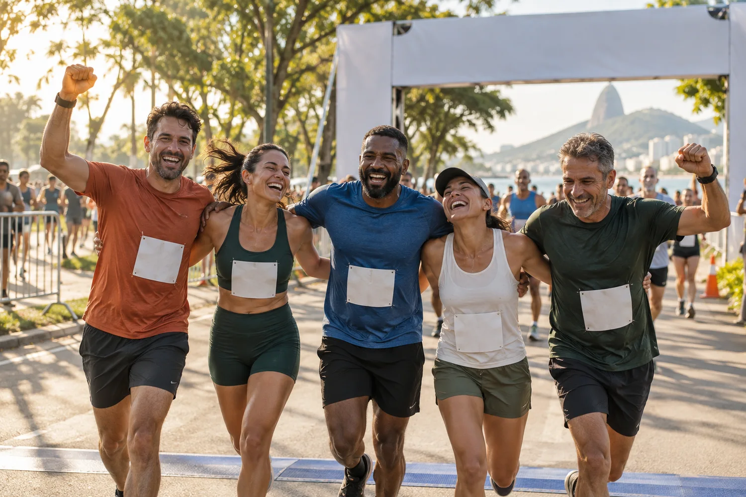 Cena ilustrativa de participantes em uma corrida ao ar livre